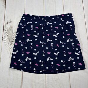 Izod Golf Skort Skirt With Shorts Size 6 Golf Ball Tee Shoes Blue & Pink Pattern